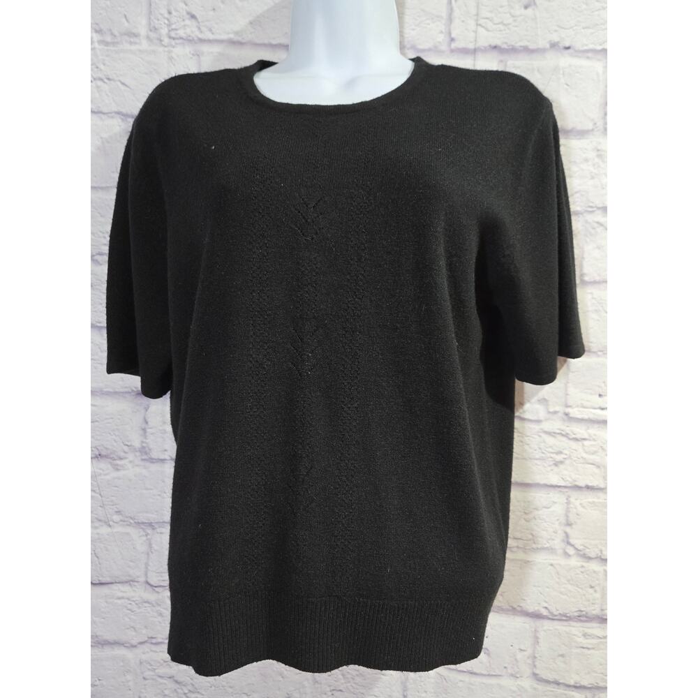 Napa Studio Black Short Sleeve Sweater Top Large Lightweight Soft